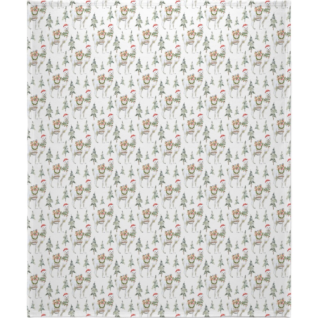 Winter Christmas Llama - Multi Blanket, Plush Fleece, 50x60, Multicolor