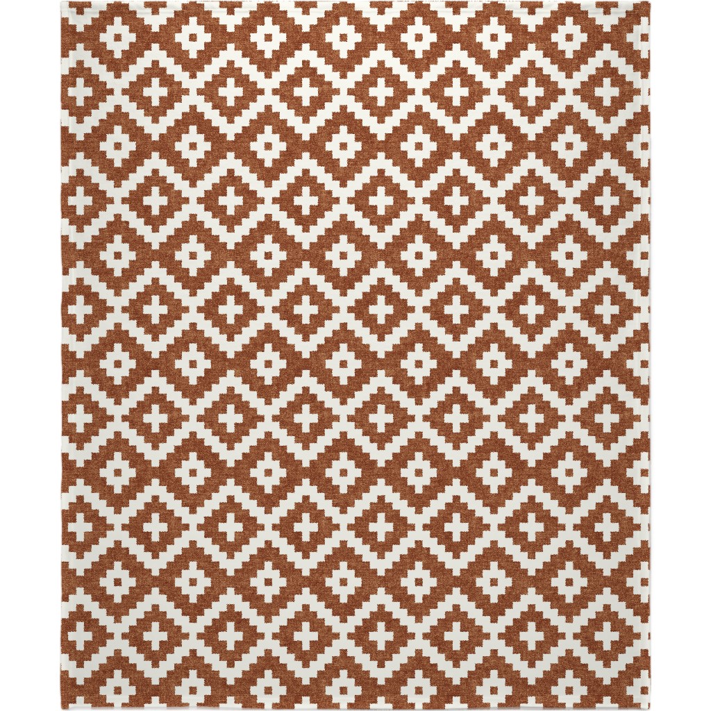 Geometric Woven Aztec - Ginger Blanket, Plush Fleece, 50x60, Brown