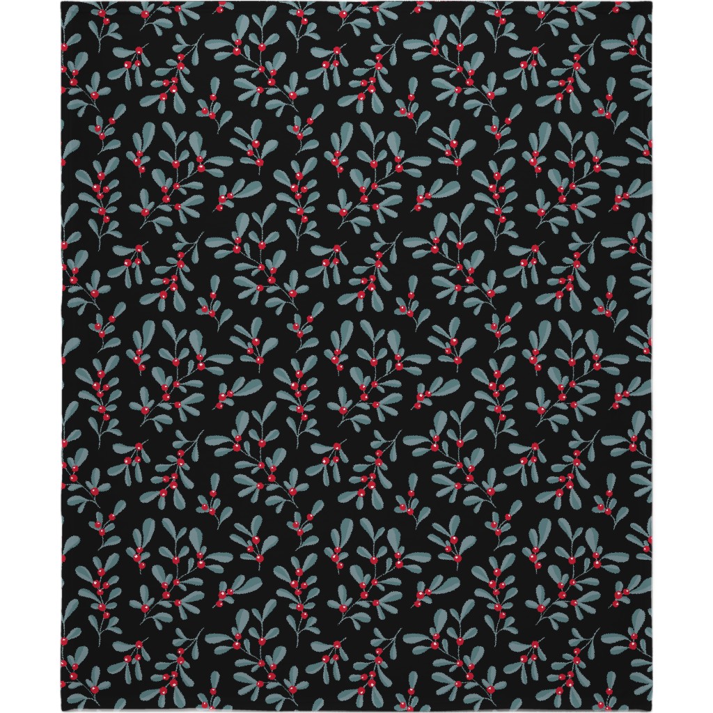 Little Mistletoe Garden Botanicals - Dark Blanket, Plush Fleece, 50x60, Multicolor