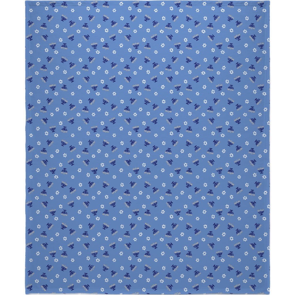 Hanukkah - Blue Blanket, Plush Fleece, 50x60, Blue