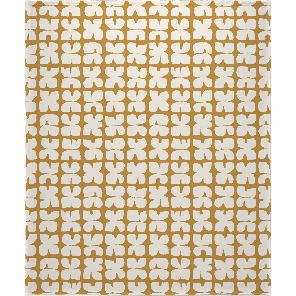 Xpot Block Print - Yellow and Cream Blanket, Plush Fleece, 50x60, Yellow, Classic Yellow