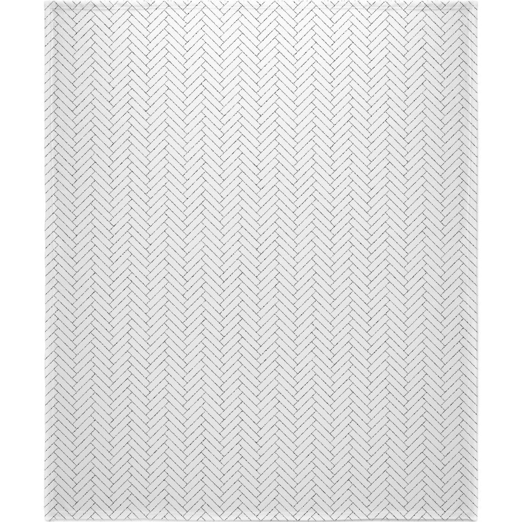 Simple Herringbone Chevron - Black and White Blanket, Sherpa, 50x60, White, White