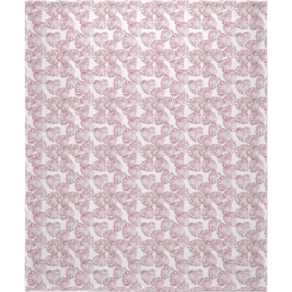Monstera Leaves - Mauve Blanket, Sherpa, 50x60, Pink, Bright Pink