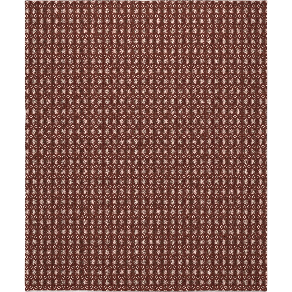 Diamond Fall Mud Cloth - Rust Blanket, Sherpa, 50x60, Red