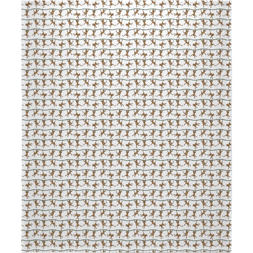 Swinging Monkeys Blanket, Sherpa, 50x60, White