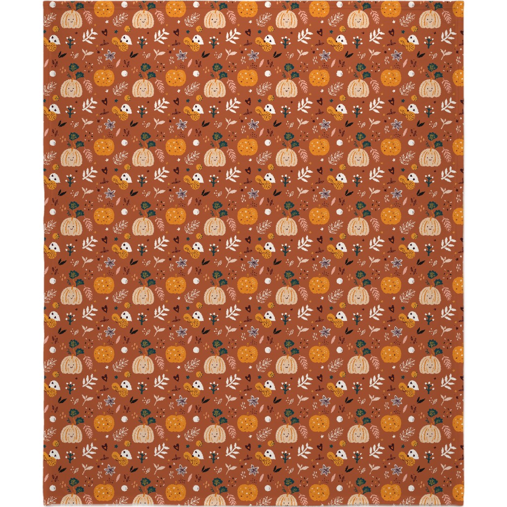 Autumn Pattern - Orange Blanket, Sherpa, 50x60, Orange