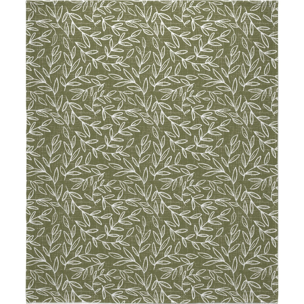 Refined Olive Leaves - Green Blanket, Sherpa, 50x60, Green