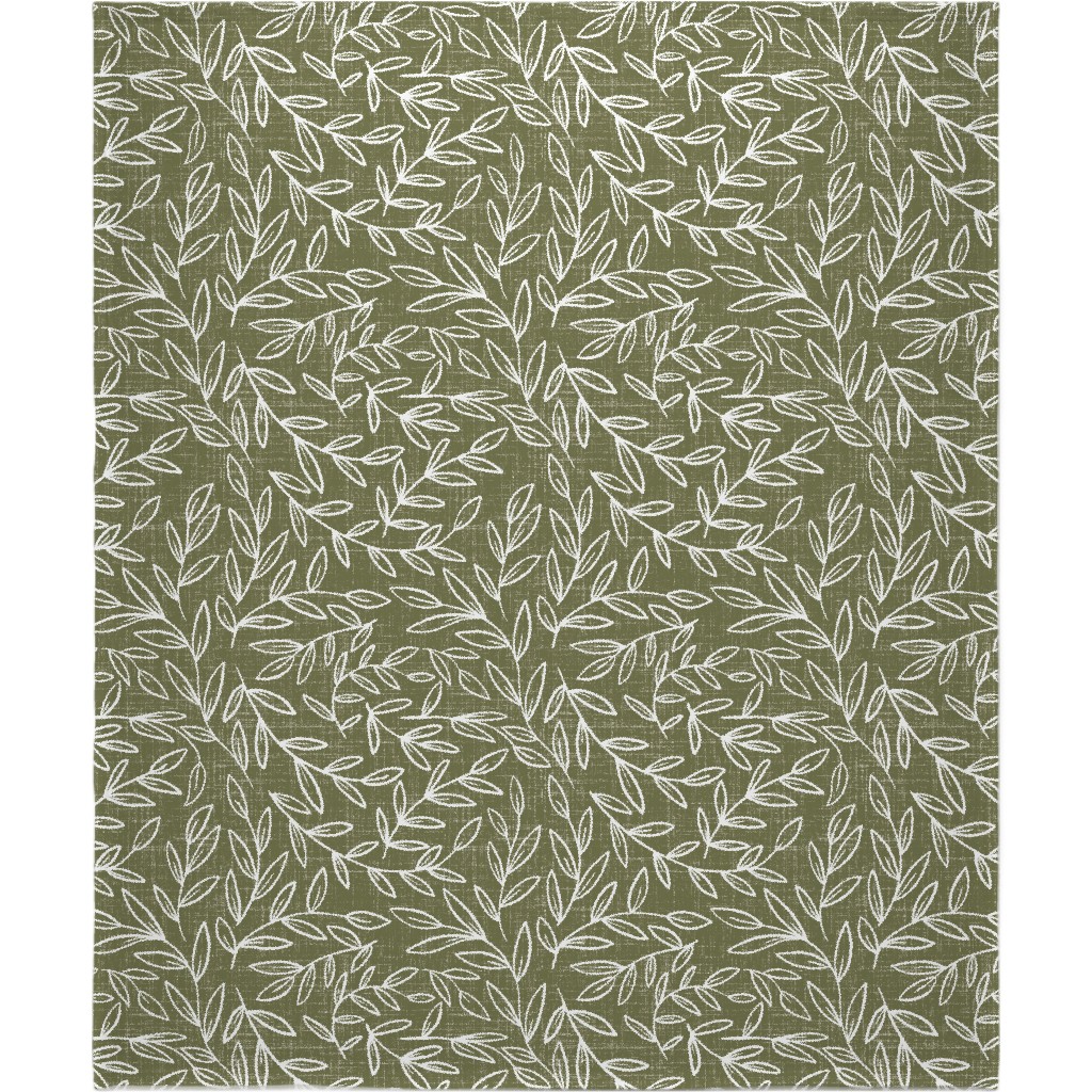 Refined Olive Leaves - Green Blanket, Sherpa, 50x60, Green, Classic Green