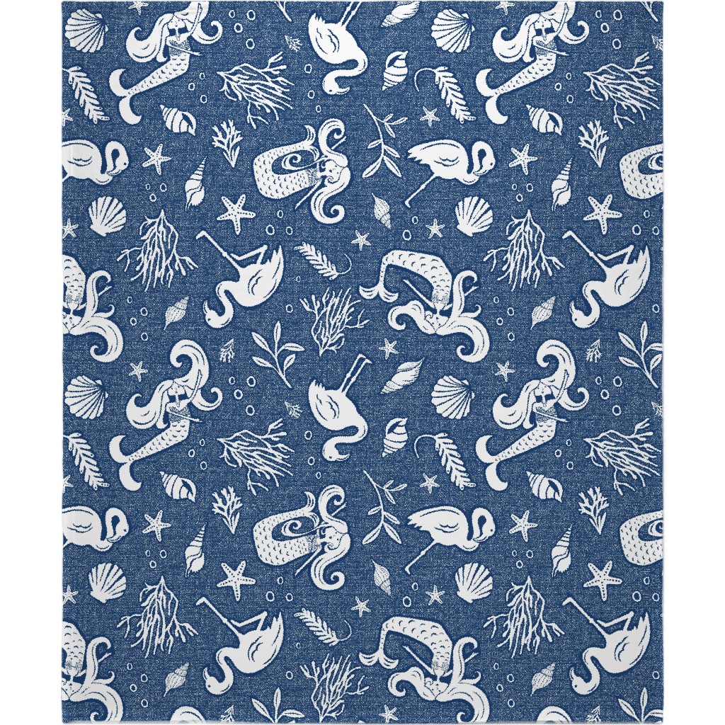 Beachy Keen - Blue Blanket, Sherpa, 50x60, Blue, True Blue