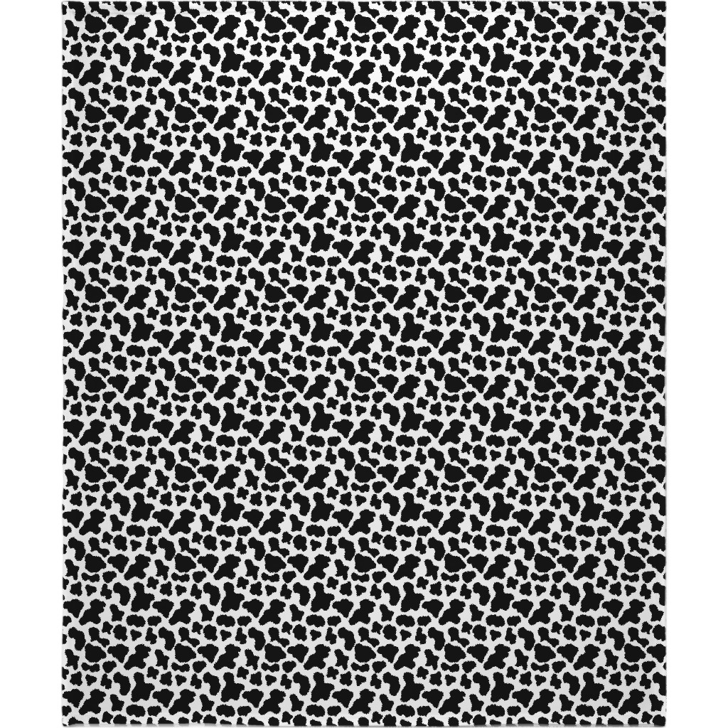 Cow Print - Black and White Blanket, Sherpa, 50x60, Black