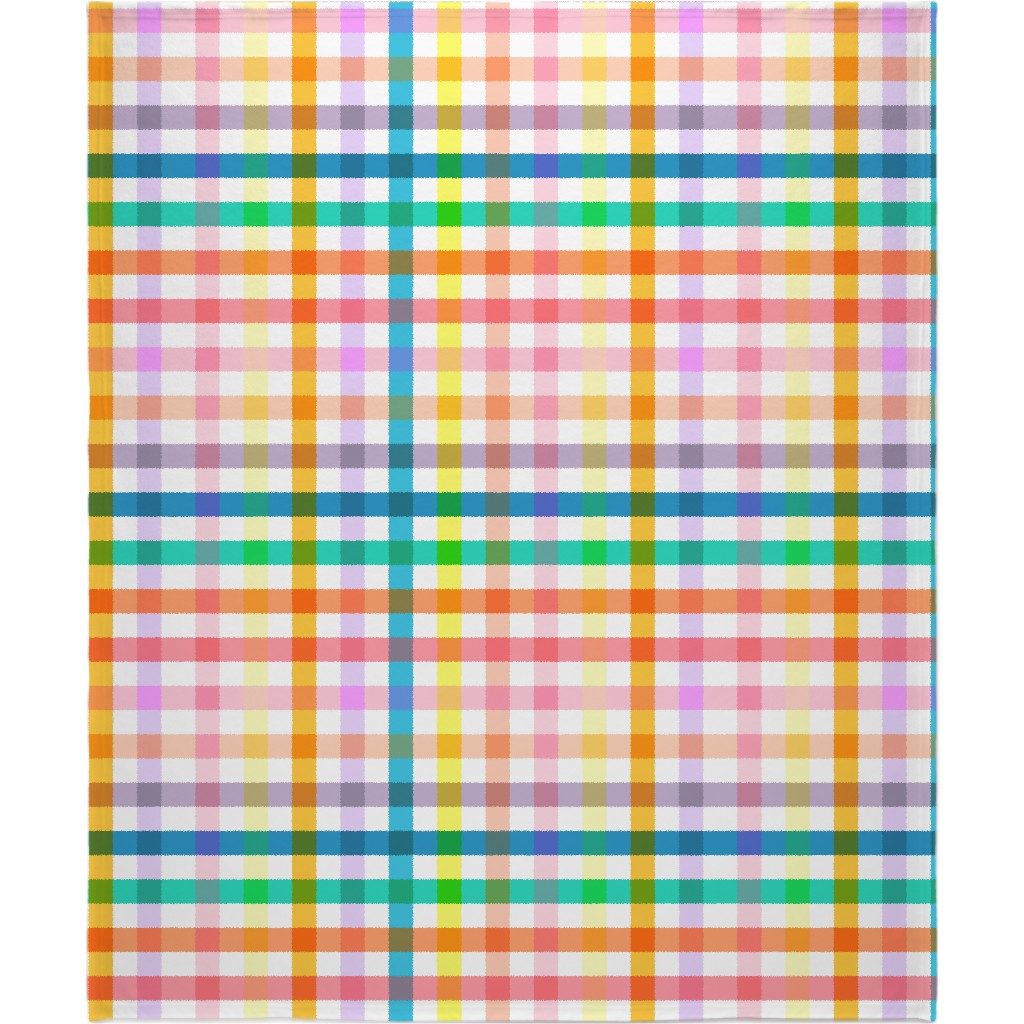Joyful Summer Picnic Gingham - Multi Blanket, Sherpa, 50x60, Multicolor