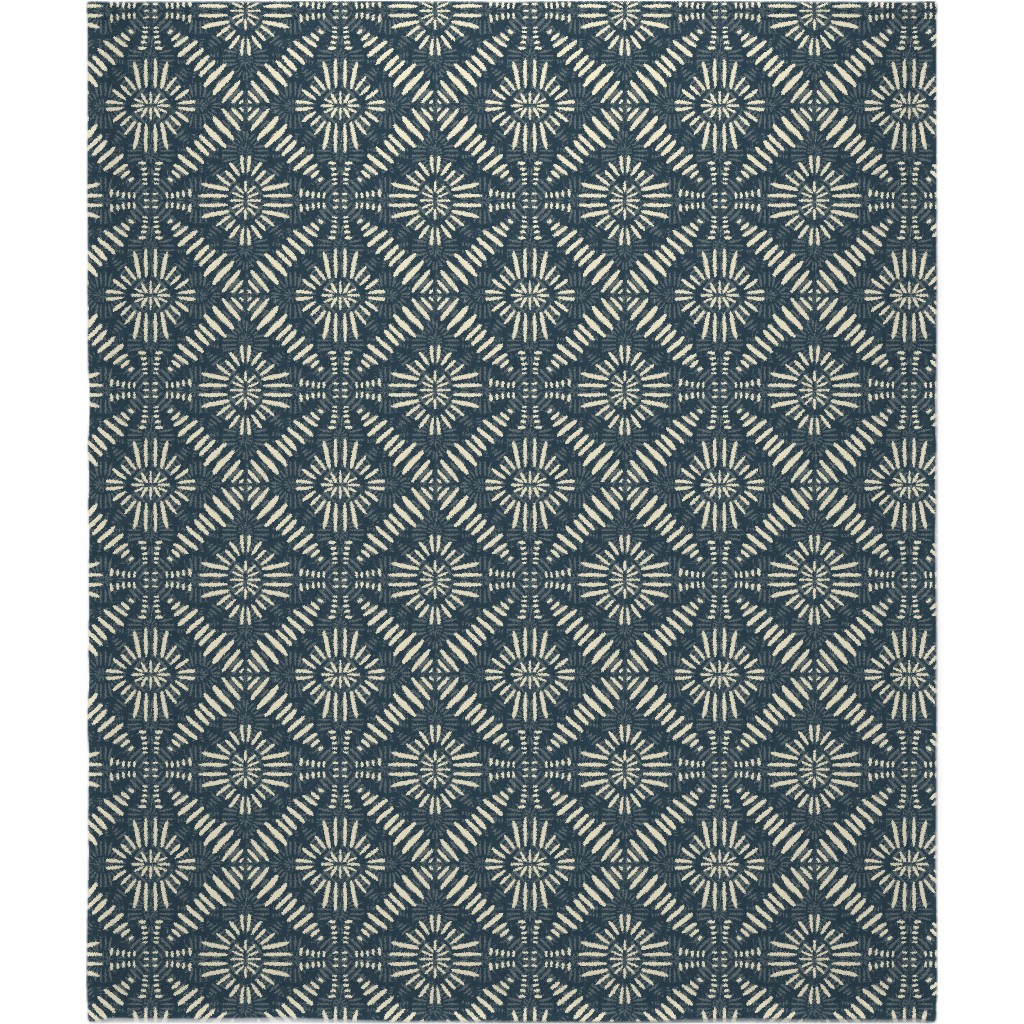 Wise - White on Blue Blanket, Sherpa, 50x60, Blue