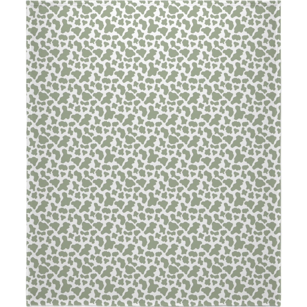 Cow Print Blanket, Sherpa, 50x60, Green, Desert Green