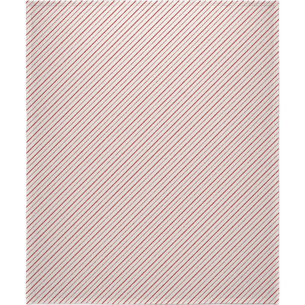 Diagonal Candy Cane Stripes Blanket, Sherpa, 50x60, Red, Red