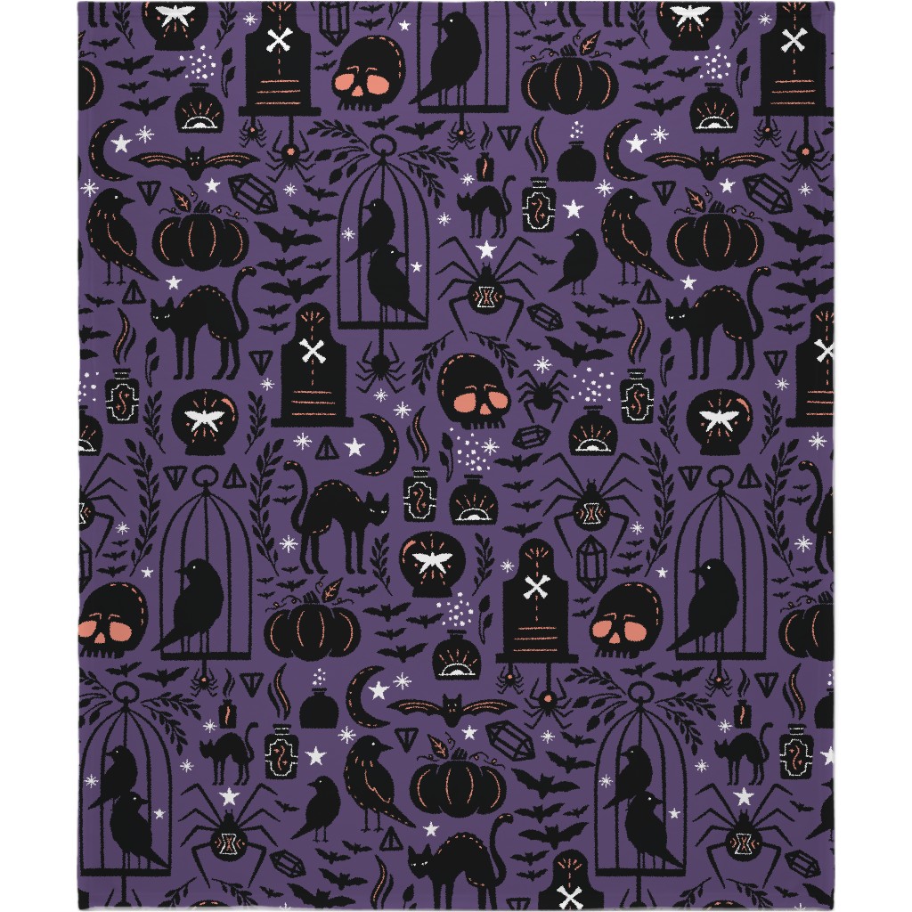 Spooky Witchcraft - Purple Blanket, Sherpa, 50x60, Purple