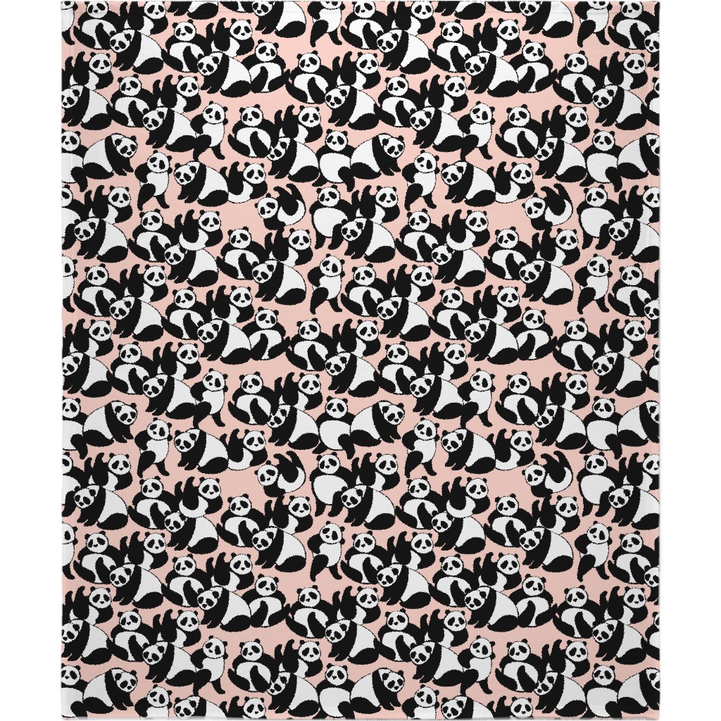 Retro Panda Playground Blanket, Sherpa, 50x60, Pink, Blush Pink