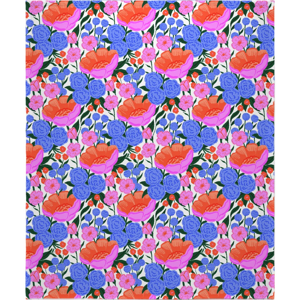 Garden Floral - Brights Blanket, Sherpa, 50x60, Multicolor