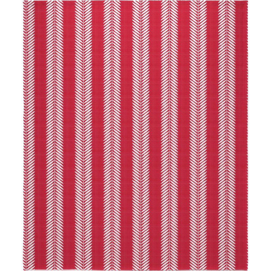 Laurel Leaf Stripe Blanket, Sherpa, 50x60, Red