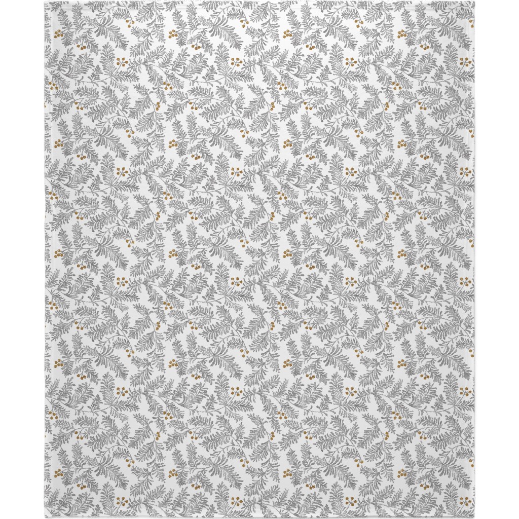 Winter Branches Blanket, Sherpa, 50x60, Gray