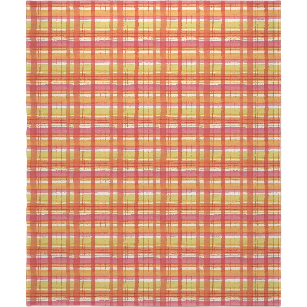 Summer Plaid Blanket, Sherpa, 50x60, Multicolor