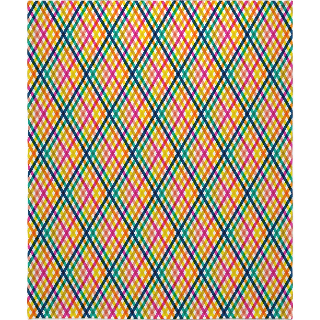 Birchdale Gingham Plaid - Multi Blanket, Sherpa, 50x60, Multicolor