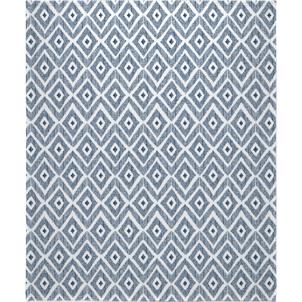 Ikat - Navy Blanket, Sherpa, 50x60, Blue