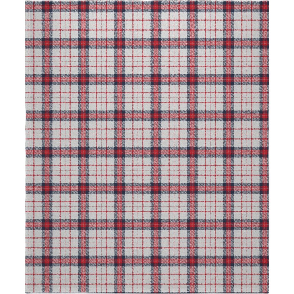 Red White and Blue Plaid Blanket, Sherpa, 50x60, Multicolor