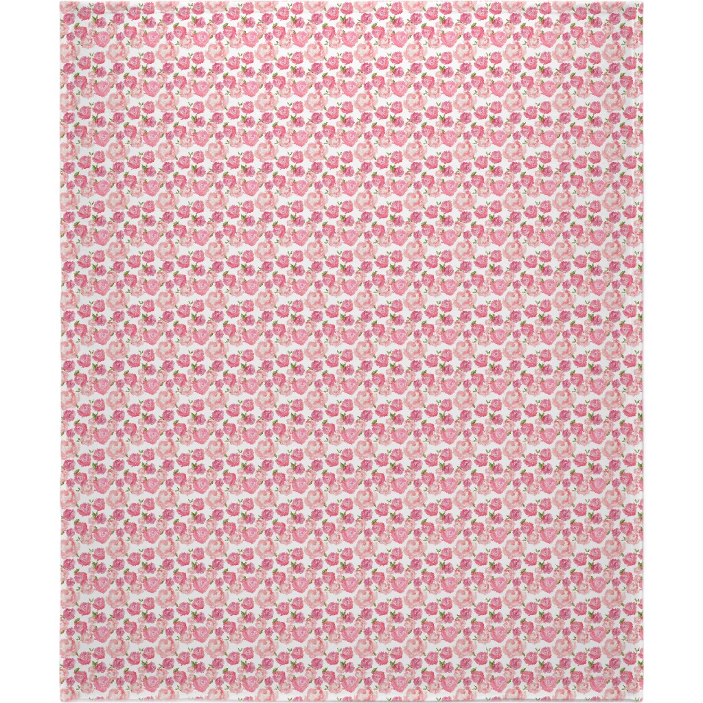 Watercolor Floral - Pink Blanket, Sherpa, 50x60, Pink