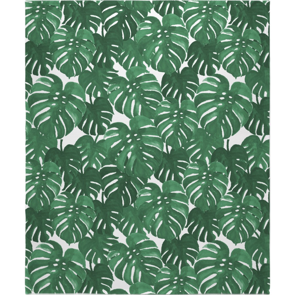 Tropical Palms - Green Blanket, Sherpa, 50x60, Green