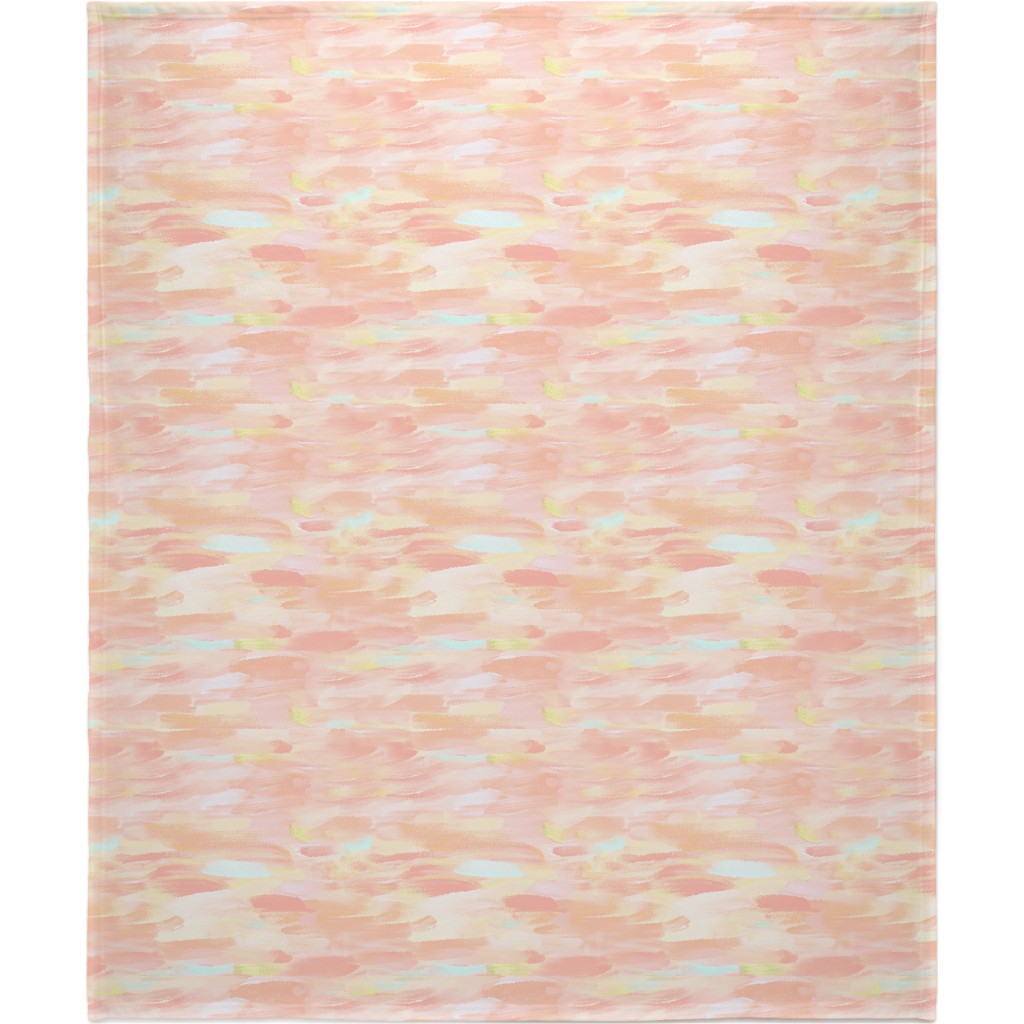 Paint Dabs - Peach Blanket, Sherpa, 50x60, Pink