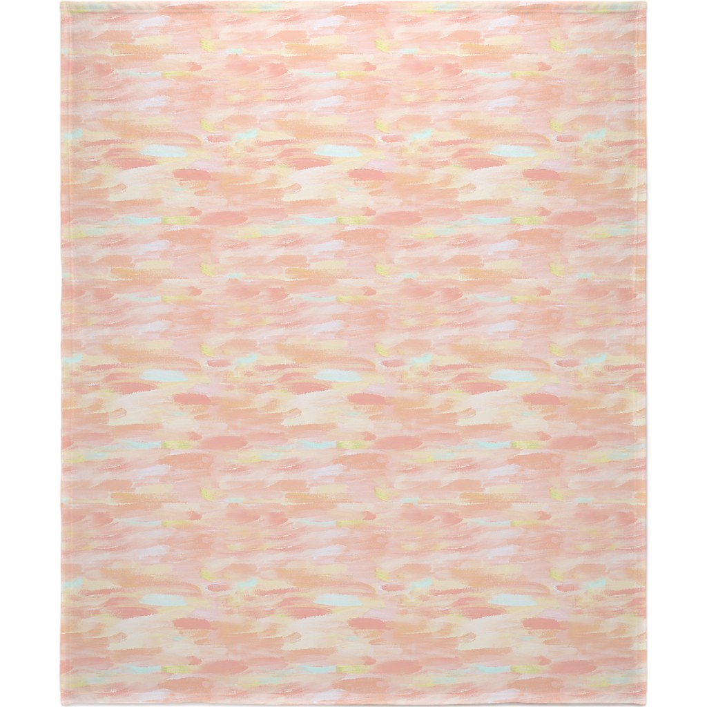 Paint Dabs - Peach Blanket, Sherpa, 50x60, Pink, Bright Pink