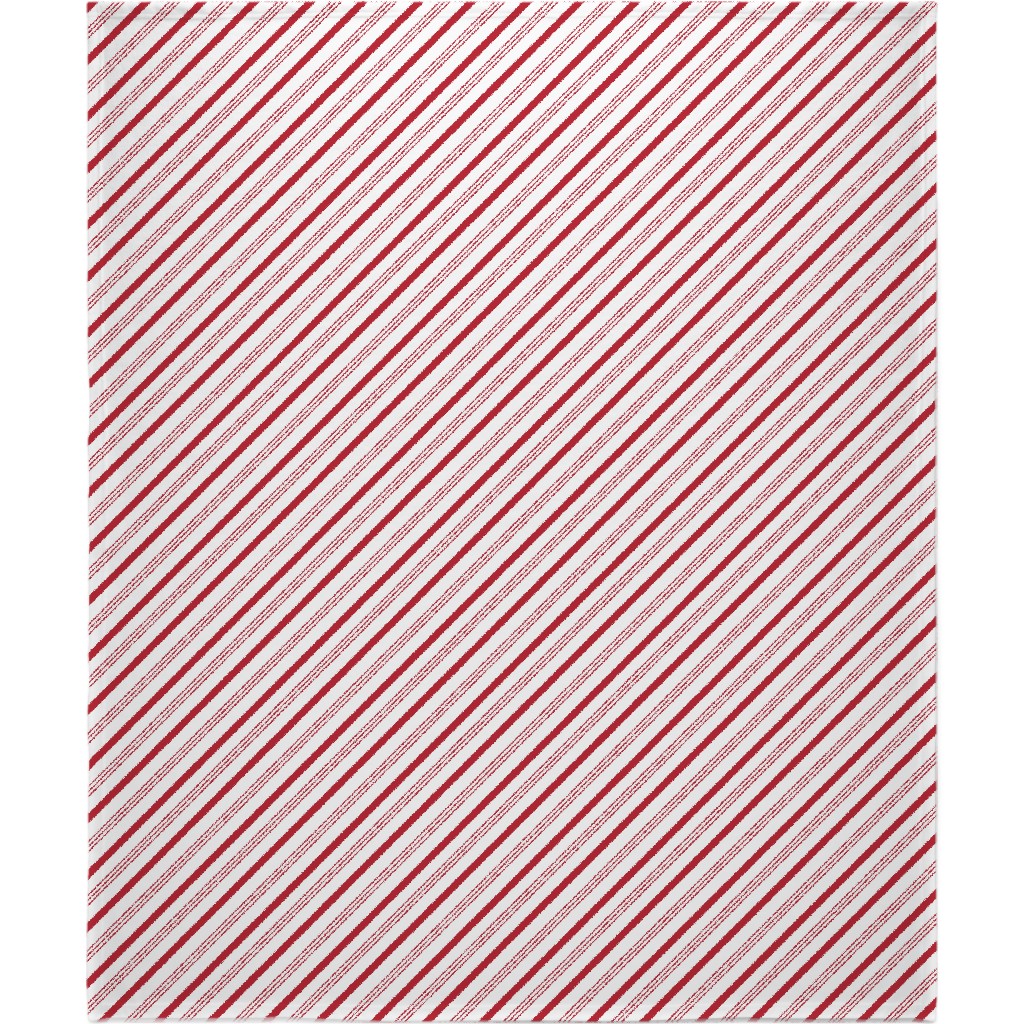 Candy Cane Stripes - Red on White Blanket, Sherpa, 50x60, Red