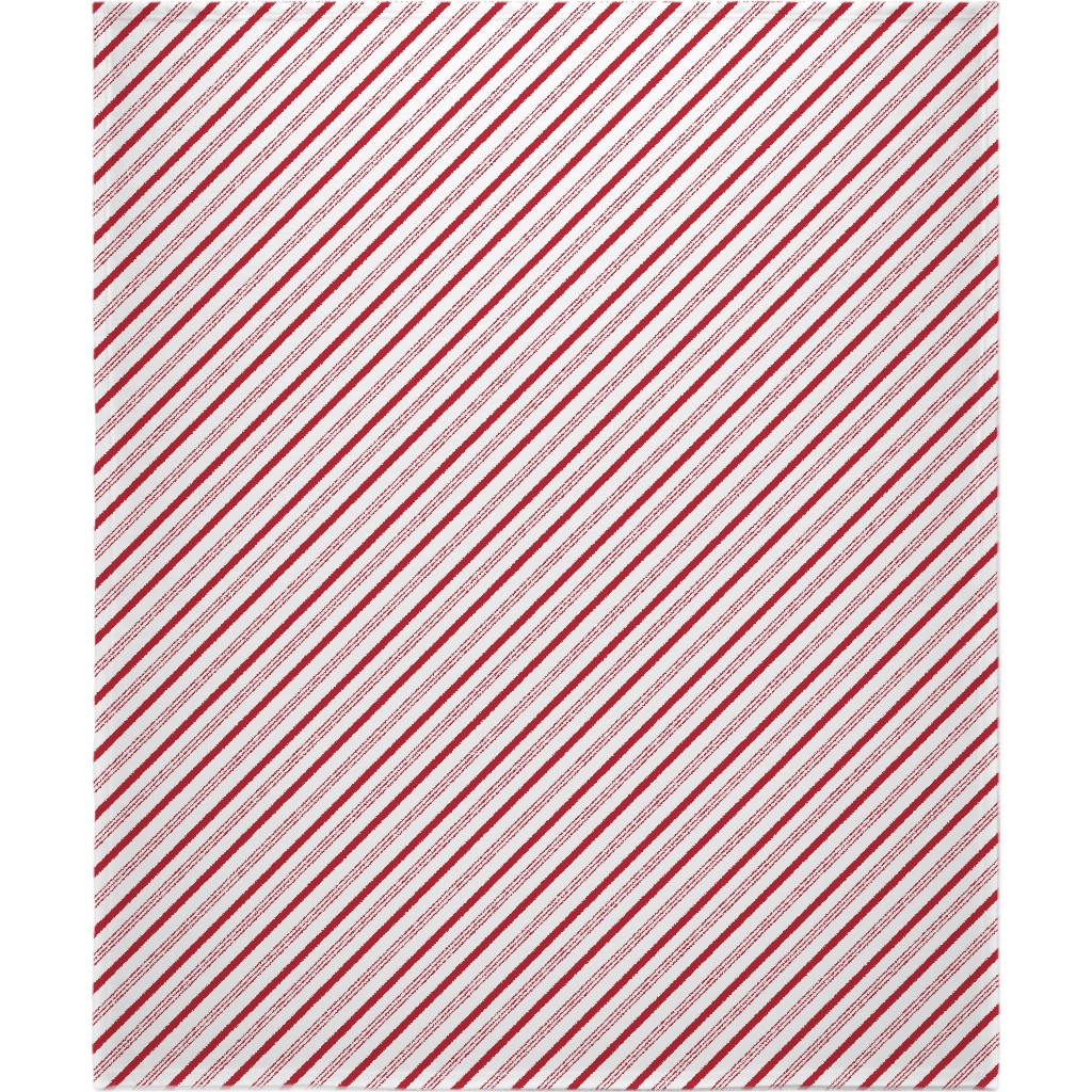 Candy Cane Stripes - Red on White Blanket, Sherpa, 50x60, Red, Red