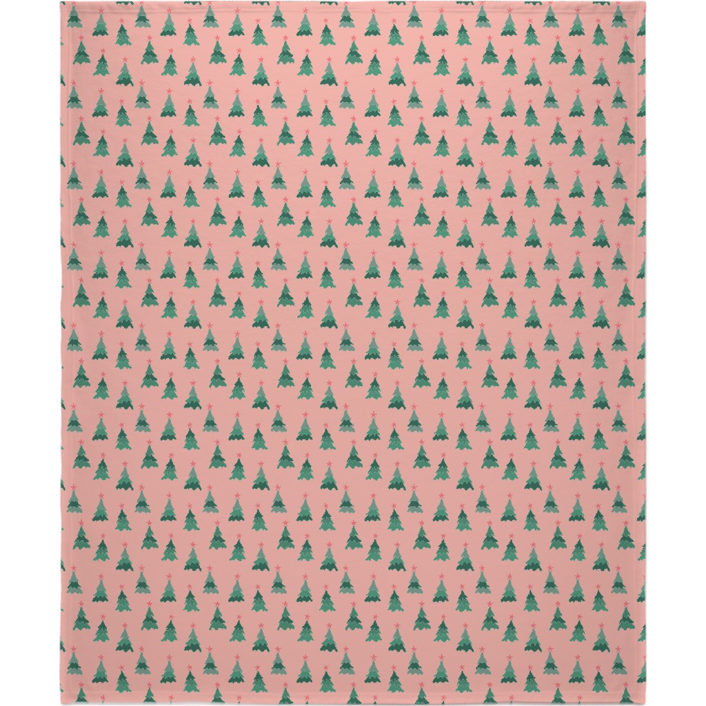 Modern Christmas Trees Blanket, Sherpa, 50x60, Pink
