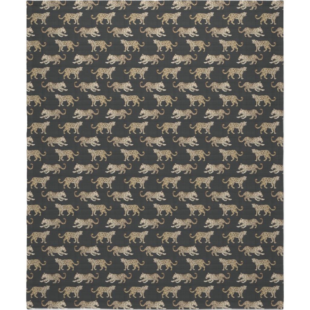 Leopard Parade Blanket, Sherpa, 50x60, Gray