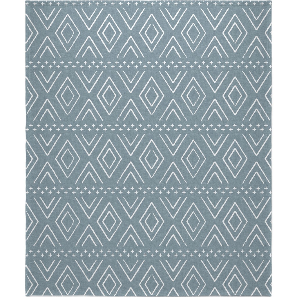 Farmhouse Diamonds Blanket, Sherpa, 50x60, Blue