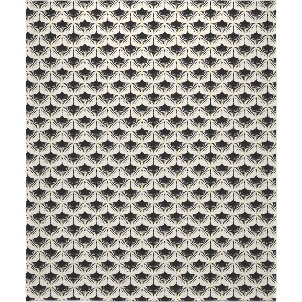 Art Deco Swans Blanket, Sherpa, 50x60, Beige, Antique White