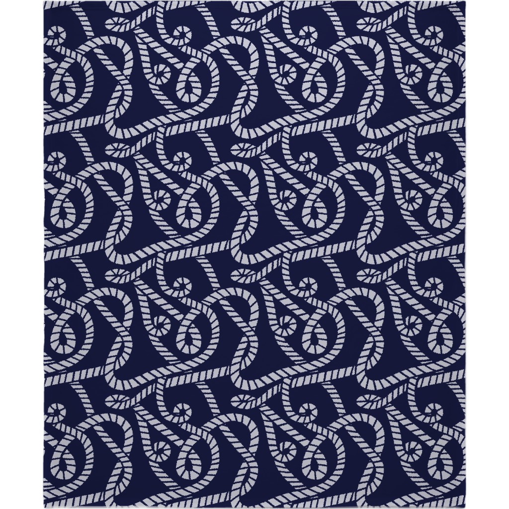 Nautical Rope on Navy Blanket, Sherpa, 50x60, Blue