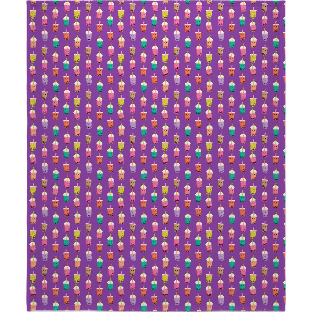 Boba Tea Blanket, Sherpa, 50x60, Purple, Lupin