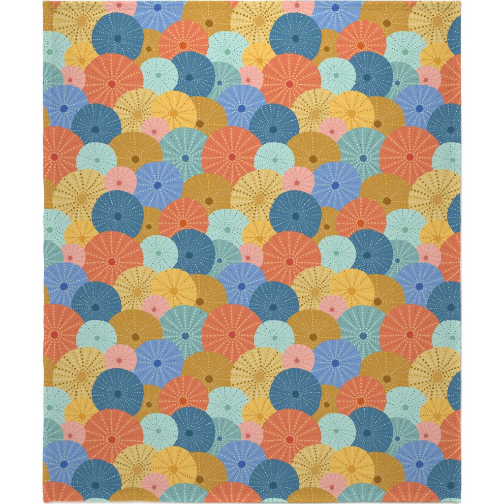 Colorful Sea Urchins Blanket, Sherpa, 50x60, Multicolor
