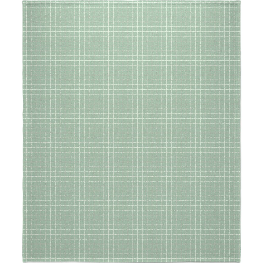 Grid Linen Look Blanket, Sherpa, 50x60, Green