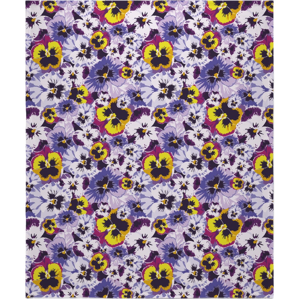 Pansy By Numbers - Purple Blanket, Sherpa, 50x60, Purple