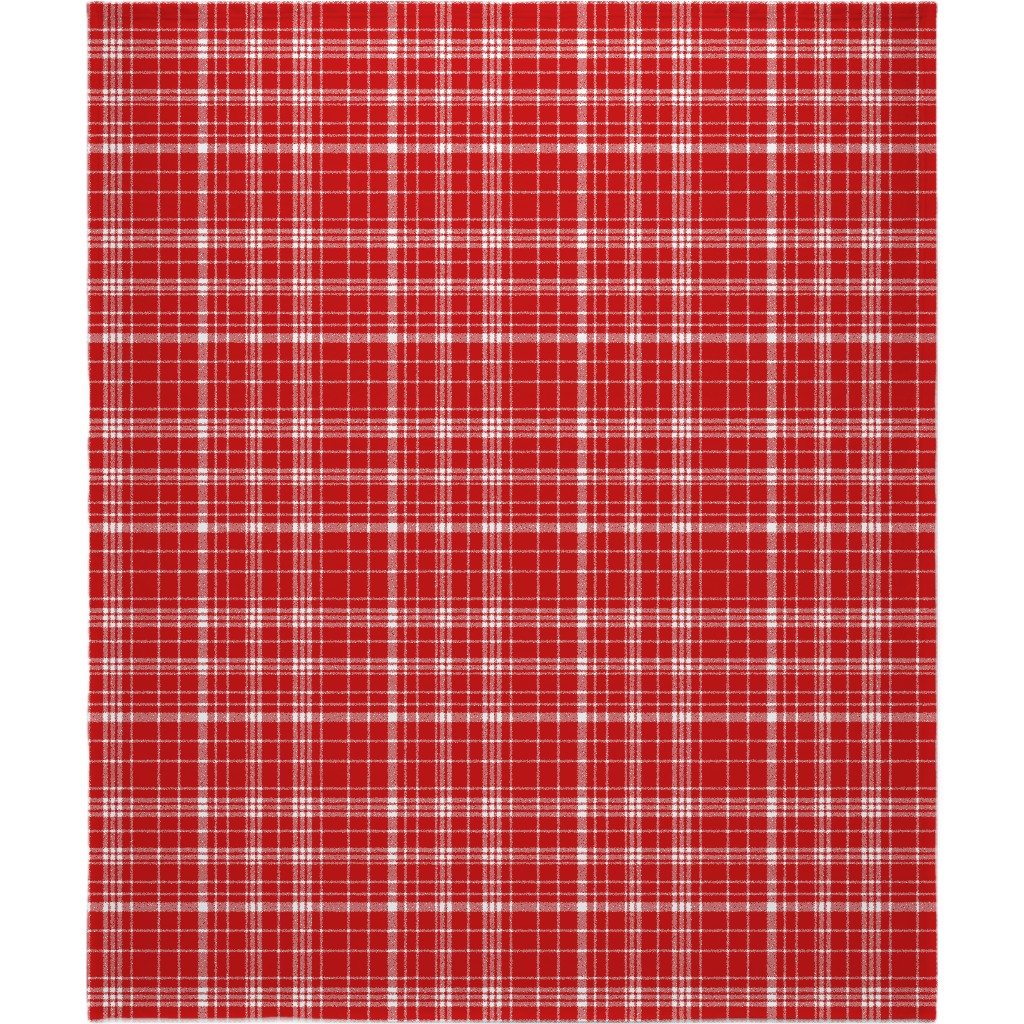 Tartan Check Blanket, Sherpa, 50x60, Red, Red
