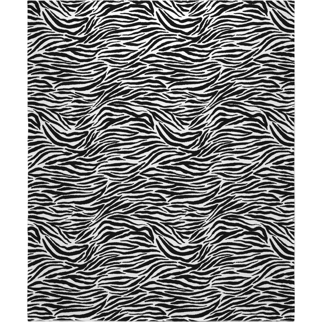 Zebra Print - Black and White Blanket, Sherpa, 50x60, Black