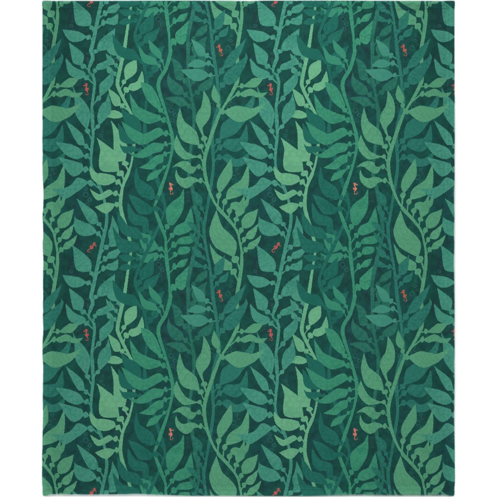Mermaid Wonderland Kelp - Green Blanket, Sherpa, 50x60, Green, Classic Green