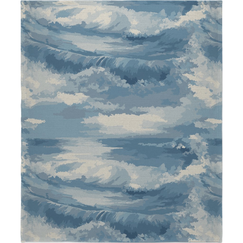 Rough Seas in My Dreams - Blue Blanket, Sherpa, 50x60, Blue