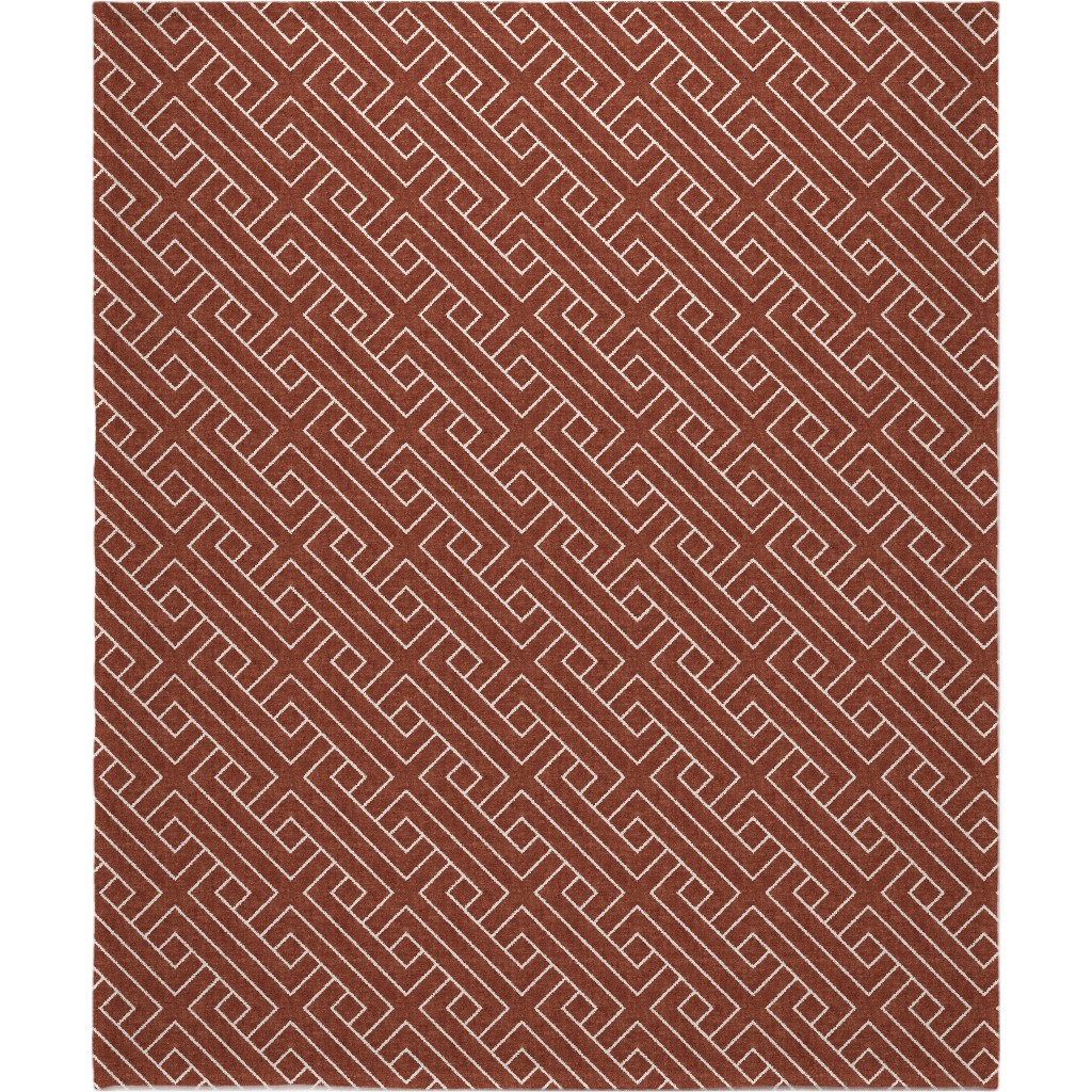 Cadence Geometric Weave - Rust Blanket, Sherpa, 50x60, Red, Red