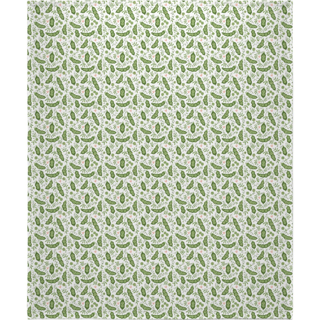 Cute Peas - Green Blanket, Sherpa, 50x60, Green
