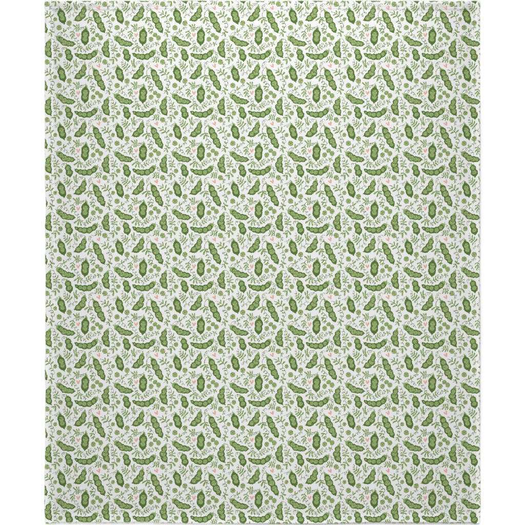 Cute Peas - Green Blanket, Sherpa, 50x60, Green