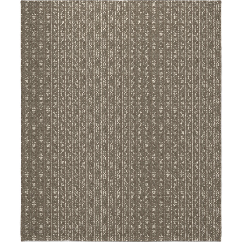 Mudcloth Arrow Stripes - Golden Beige Blanket, Sherpa, 50x60, Brown